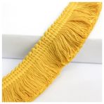Hrlace Pamuklu dantel bant 3,8 cm püsküllü dantel süsleme, şeritler, püsküllü şerit, kıyafet, perde, dikiş, el işi aksesuarı, masa örtüsü, yastık dekorasyonu, ev aksesuarları, koyu sarı 10 m