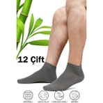 Hrnzafer Tekstil 12’li Erkek Bambu Patik Çorap - 40 - 44 - Gri