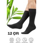 Hrnzafer Tekstil 12’li Erkek Bambu Uzun Soket Çorap - 40 - 44 - Antrasit
