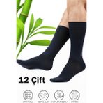 Hrnzafer Tekstil 12’li Erkek Bambu Uzun Soket Çorap - 40 - 44 - Lacivert