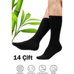 Hrnzafer Tekstil 14’lü Erkek Bambu Uzun Soket Çorap - 40 - 44 - Siyah