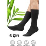 Hrnzafer Tekstil 6’lı Erkek Bambu Uzun Soket Çorap - 40 - 44 - Antrasit