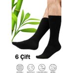 Hrnzafer Tekstil 6’lı Erkek Bambu Uzun Soket Çorap - 40 - 44 - Siyah