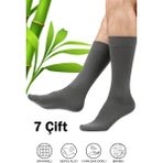 Hrnzafer Tekstil 7’li Erkek Bambu Uzun Soket Çorap - 40 - 44 - Gri