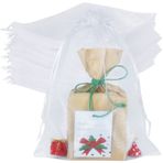 HRX Package 100 adet Büyük Organze Poşet Beyaz, 20,3 x 30,48 cm Örgü Hediye Büzme İpli Keseler Noel Partisi Parti Hediyeleri için Hediye Çantaları Örnekleri