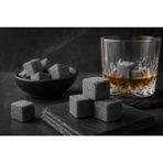 Hs Stone 12LI Viski Soğutma Taşı Seti Viski Taş Kesesi - Doğal Mermer Granit Whisky Soğutucu Taş 2X2X2 cm - Babalar Günü - Antrasit