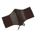 HSAJS Kadınlar için Siyah Korse Bel Kemeri Bağlı Waspie Kemer Bağcıklı Cinch Kemer Elastik Geniş Kemer Vintage Kemer Elbiseler için Noel Temalı Parti, kahverengi, L(33.4"-37")