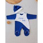 Hsc Bilişim 0-3 3-6 Ay Lucky Baby Nakışlı Es Çizgi Boy Şapkalı Erkek Bebek Tulumu - Lacivert - 0 -3 Ay