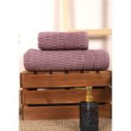 Hsc Bilişim 2 Parça Banyo Havlu Takımı Pamuklu Çubuk Desen Mor - 15 x 25 cm - 001-Renkli