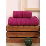 Hsc Bilişim 2 Parça Banyo Havlu Takımı Pamuklu Çubuk Desen Vişne - 15 x 25 cm - 001-Renkli