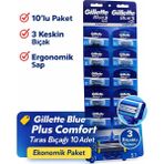 Hsc Bilişim Gillette Blue 3 Tıraş Bıçağı 10 Adet – 3 Bıçaklı Ergonomik Saplı Erkek Tıraş Bıçağı Se - Renkli