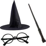 Hsc Bilişim Harry Potter Siyah Şapkası Harry Potter Gözlüğü Harry Potter Asası 3 Lü Set - 1 Ay