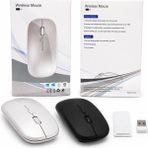 Hsc Bilişim 🖱️ Kablosuz Sessiz Mouse – Slim Tasarım USB Alıcılı (Beyaz) - Gri