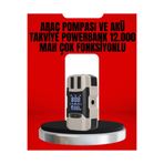 Hsc bilişim klt8912733515909 Dijital Ekranlı Araç Pompası Akü Takviye Powerbank 12.000 Mah