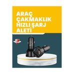 Hsc bilişim klt8912733838350 55W Hızlı Şarj Araç Çakmaklık Adaptörü Qc 3.0 Pd