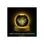 Hsc bilişim klt8912733863499 Ahşap Standlı Led Kristal Küre Lazer İşlemeli Dekoratif Obje