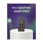 Hsc bilişim klt8912733920468 6 Prizli Çoklu Uzatma Kablosu Usb Type-C Hızlı Şarj Termal Koruma