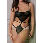 Hsc bilişim lyn8602231451408 Transparan Siyah Dekolteli Balenli Fantazi İç Giyim Body Tm1408