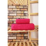 Hsc Bilişim Mira 2 Parça Jakarlı Banyo Havlu Takımı Doku Desen Fuşya - 15 x 25 cm - 001-Renkli