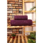 Hsc Bilişim Mira 2 Parça Jakarlı Banyo Havlu Takımı Doku Desen Mor - 15 x 25 cm - 001-Renkli