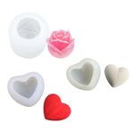 HsentimenH 3 adet silikon mum kalıbı, 3D mum kalıbı, gül kalp, kendin yap çiçek mum kalıpları, silikon aşk gülü, mum kalıpları, fondan, çikolata, köpük, pasta dekorasyonu için mum kalıpları