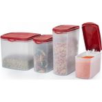 Hsgl Tupperware Oval Dizayn Set Maksi ( Kuru Bakliyat Kabı ) Kırmızı