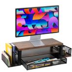 HSJYFSH Çekmece ve Posta Düzenleyicili 2 Katmanlı Monitör Standı Yükseltici ve Bilgisayar Masası Düzenleyici, iMac, Dizüstü Bilgisayar, Yazıcı için Masa Aksesuarları ve Çalışma Alanı Organizatörleri