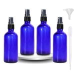 HSLUBI 4 adet 100 ml cam sprey şişesi, mavi sprey şişesi, parfüm spreyi, püskürtme fonksiyonu ve anti-ultraviyole etkisi vardır, uçucu yağlar, parfümler için