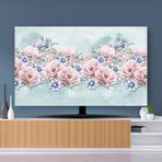 HSTANGKY LCD/Curved TV'ler için TV Kapağı Ekran Koruyucu Folyo İç Mekan için Doğal Motifli Dekoratif Bez Duvara Asmak için flower3||55 inç