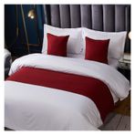HSTANGKY Otel Yatak Koridoru, Katı Renkli Solmaz Yatak Örtüsü Koruyucu Yatak Örtüsü Pamuklu Modern Dekorasyon Yumuşak Kuyruk Yatağı Havlu Kırmızı ||2 adet Pillowcase 19,7 x 19,