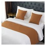 HSTANGKY Otel Yatak Koridoru, Yatak Yatağı Katı Renkli Yatak Örtüsü Dekorasyon Pamuklu Havlu Modern Yatak Koruyucusu, Kral Yatak Kahverengi, Twin/Tek Kişilik 19,7 x 70,8