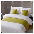 HSTANGKY Otel Yatak Koşucusu Lüks Yatak Örtüsü Düz Renk Dekoratif Pamuklu Yatak Örtüsü Koruyucu Terlik Havlu Yatak Kuyruğu - Sarı ||Kraliçe 19,7 x 94,4 cm