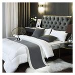 HSTANGKY Otel Yatak Örtüsü Pamuklu Keten Karışık Kumaş Ayak Ucu İçin Yumuşak Yatak Örtüsü Modern Yatak Örtüsü Renk Koruması Yatak için Gri ||260 x 50 cm