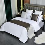 HSTANGKY Otel yatak örtüsü, yatak örtüsü, modern patchwork yatak örtüsü, dekoratif nevresim takımı, renk koruması, ikiz kraliçe kral boy yatak için, kahverengi | 1 adet yastık kılıfı 19,7 x 19,7