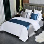HSTANGKY Otel yatak örtüsü, yatak örtüsü, modern patchwork yatak örtüsü, dekoratif nevresim takımı, renk koruması, yatak ucu için, ikiz kraliçe için, mavi (King boy, 19,7 x 94,4 inç)