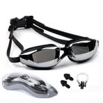 HSTWODE Miyop yüzücü gözlüğü, optik yüzücü gözlüğü, yetişkin yüzücü gözlüğü, buğulanmaz, UV koruması, burun kıskacı, kulak tıkacı, ücretsiz güzel kutu (siyah-1,5)