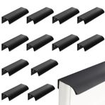 Hsupez 12 adet gizli dolap kulpları, siyah, 80 mm gizli mobilya kulpları, mobilya kulpları, siyah vidalı, uzay alüminyumu, gizli kapı kolu, dolap kulpları, mutfak dolapları, çekmece için