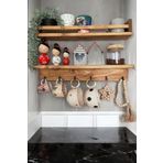 HSWOOD Kahve Köşesi 2 Li Raf Set Terek Kahverengi Ahşap Raf
