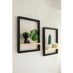 HSWOOD Minyatür Raflı Çam Duvar Çerçevesi 2 Adet- duvar rafı (ortaraf Naturel) (40x30cm)