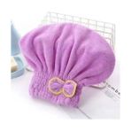 Hsyn Saç Kurutma Bonesi Kafa Havlusu Duş Bonesi Islak Saç Kurulama Bonesi Mikrofiber Tüm Saçlara Uyumlu - Lila