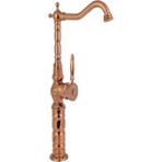 HT Prima Rustik Desenli Çanak Rose Gold Lavabo Bataryası