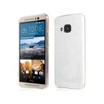 Htc One M9 Kılıf Deri Dokulu Arka Kapak Beyaz
