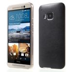 Htc One M9 Kılıf Deri Dokulu Arka Kapak Siyah