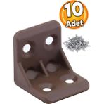 Htm Yapı Mobilya Eşya Dolap Köşebent Bağlantı Sabitleme Sabitleyici L Gönye 25X25X25 mm Kahverengi (10 Adet)