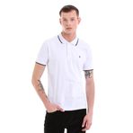 HTML Beyaz Regular Fit Düz 100% Pamuklu Polo Yaka Tişört