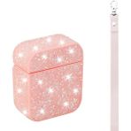 HTstore Airpods Uyumlu Zore Airbag 45 Bilek Askı Aparatlı Simli Şeffaf Kılıf-Pembe