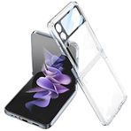 HTstore Galaxy Uyumlu Z Flip 4 Kılıf Kamera Korumalı Parlak Köşe Renkli Şeffaf Kapak (Renksiz)