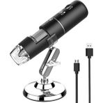Htun Kablosuz Dijital Mikroskop El Usb Hd 50X-1000X Büyütme Standlı Iphone Ipad Samsung Galaxy Android ile Uyumlu Siyah Gözlem Kamerası