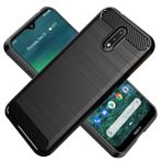 HTXWXJC Nokia 2.3 için Kılıf, TA-1211, TA-1214, TA-1206, TA-1209 Kılıf, İnce İnce Karbon Fiber TPU Kauçuk Koruyucu Kılıflar Çizilmez Darbeye Dayanıklı Kapak Nokia 2.3 Siyah