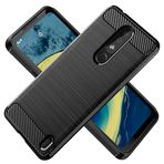HTXWXJC Nokia 3.1 Plus Kılıfı (USCricketWirelessVersion) Nokia 3.1 Plus (USVersion) Kılıf, İnce Karbon Fiber TPU Kauçuk Koruyucu Kılıflar, Nokia 3.1 Plus için Darbeye Dayanıklı Kapak Siyah